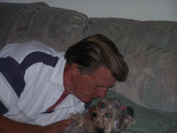 Papa getting Yorkie kisses